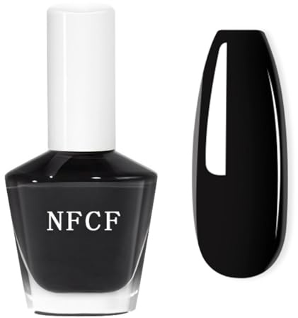 Black Nail Polish - Quick Dry Black Nail Varnish - High Glossy Shine Dark black Nail Varnish - Natural Base Classical Color Breathable Home DIY - Long Lasting No Need UV Air Dry