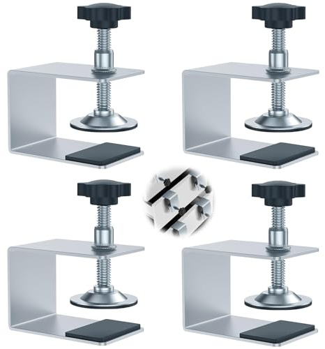 4 Stücks 8-57mm C Klemme Edelstahl, Schraubklemme Klein mit Rutschfest Gummi Pad, Kompakt und Tragbar, Trägerklemme Schraubzwinge C Zwingen für Schweißarbeiten, Tischler, Gebäude