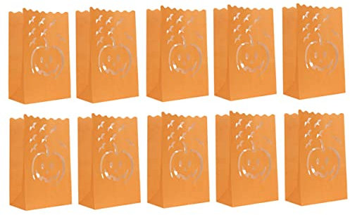 SHINEOFI 10pezzi Sacchetti Carta Per Candele Halloween Lanterna Carta Halloween Sacchetti Zucca