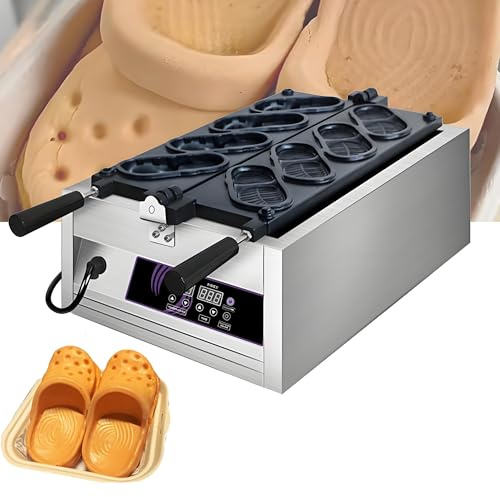 3000W Shoes Shape Commercial Waffle Maker Machine,Electric Shoes Shape Rotating Waffles Maker,Non-stick Stuffed Waffle Makers(6 Mold)