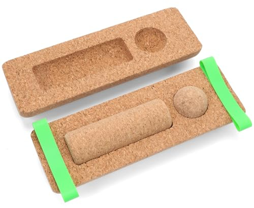 Axiqunel Kork Balance Board Fuß-Knöcheltrainer & Stabilitätstrainer-Set | Rutschfeste Kork-Oberfläche unterstützt die Gesundheit und Mobilität des Fußes. Ideal für Balance-Workouts