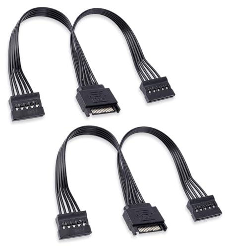 GERUI 2 st 15-stifts SATA Power Y splitter kabel hane till hona – 31 cm svart