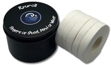 Ryuroll 5X Weiß Fingertape 1cm x 10m (insgesamt 50m) - Fingerbandagen, Fingertapes, Sport Klebeband, Fingerschutz, Klettern, BJJ, MMA, Grappling, Judo