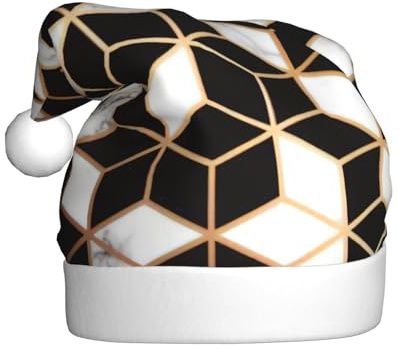 AYYQWE Gorro de Papá Noel con estampado de mármol 3D para hombres y mujeres, decoración de fiesta, Año Nuevo, festividades, celebraciones, gorro de Navidad