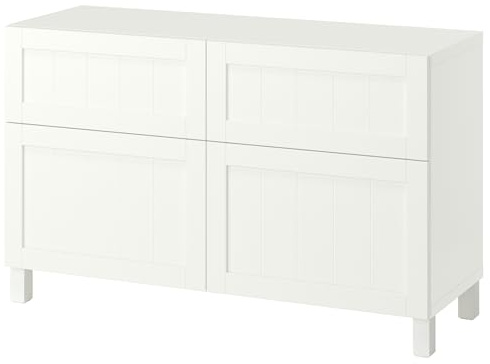 ProTuning BESTÅ Aufbewahrungskombination mit Türen/Schubladen, Pipmakare weiß/Stubbarp weiß, 120 x 42 x 74 cm