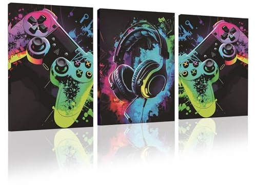 hocadon 3Piezas Cuadros Gaming 30x40cm Cuadro con Marco Salon | Cuadros Gamer de Pared Cuadro De Pared De Juegos
