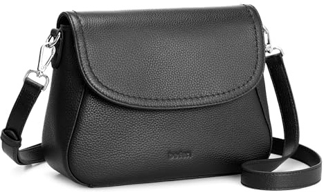 befen Black Crossbody Purse for Women Small Real Leather Shoulder Bags with RFID Blocking, Saddle Bag Purses for Women Designer Cross Body Handbags for Daily Travel