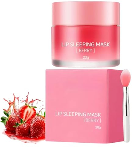 Lip Mask Overnight - Berry Lip Sleeping Mask- Lip Sleep Mask Overnight Lip Skincare Lip Oils for Dry Chapped Lips, Fades Lip Lines & Peeling, Intense Moisturising Lip Balm for Repair, 20g