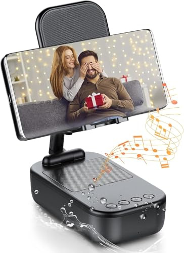 Cassa Bluetooth Potente, Speaker Bluetooth 5.3 Portatile, Supporto Telefono con Altoparlante Wireless,IP7 Impermeabile Altoparlante, Antiscivolo e Audio Surround HD, Regolabile per Phone/Pad