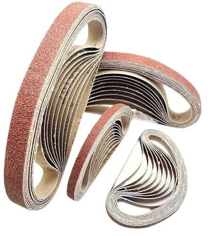 Cinta Lijadora Lijadora de banda pequeña 520 x 20 mm, 10 unidades, 60/100/240/320/800 n.°, for pulir acero inoxidable, eliminar óxido y tela abrasiva(10Pcs mix)