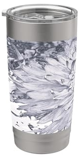 Gray and White Dahlia Flower Stainless Steel Insulated Tumbler