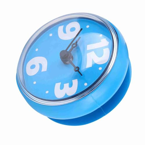 SIXRUN Duschklocka, ABS-sugkopp Badrumsklocka, 7 X 4 Cm Analog Spegelklocka med Tydliga Siffror, Verktygsfritt Fäste, Kompakt Tidmätare för Köksrum i Badrum (Blå)