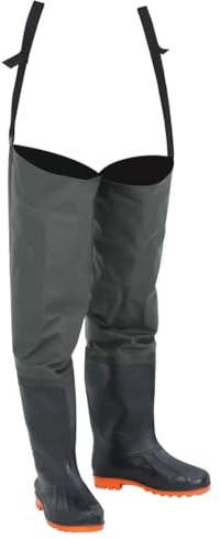 Ziaphsol Watstövlar mörkgrön storlek 44, PVC-belagd polyester, 0, justerbara hängslen, vattentät för fiske, jakt, jordbruk, flod, sjö, torr och bekväm