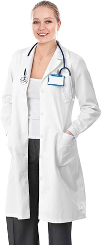 AIESI® Camice medico e da laboratorio per donna (46 bianco) in cotone 100% sanforizzato