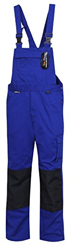 HighMax Latzhose Arbeitshose Berufshose Berufskleidung Mischgewebe MG 310G CORDURA Kornblau Königsblau + Schwarz R18