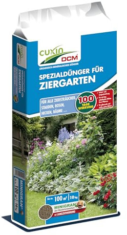 CUXIN DCM Spezialdünger für Ziergarten - Spezialdünger - Mit MINIGRAN® TECHNOLOGY - Ziergarten - 100 Tage Langzeitwirkung - NPK-Dünger - organisch-mineralischer Dünger - 10 kg