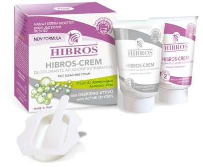 Hibros-Crem 60ml - Crème décolorante et éclaircissante pour cheveux du corps et du visage - Action rapide sans ammoniaque - Nouvelle formule - Fabriqué en Italie