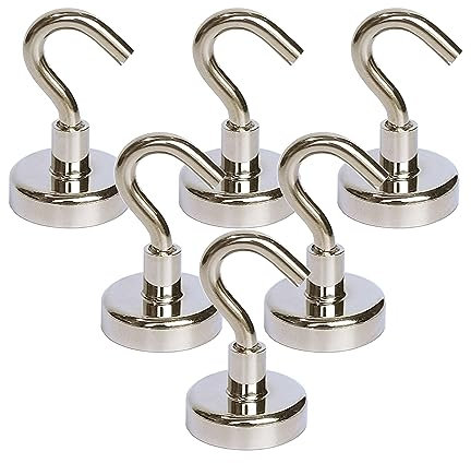 Magnetpro 6 Pieces Magnetic Hooks Super Suction 62 Lb Force Hanging Mighty Magnetic Hooks