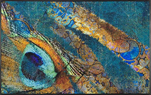 wash+dry Fußmatte, Exotic Pavo 75x120cm, innen und außen, waschbar