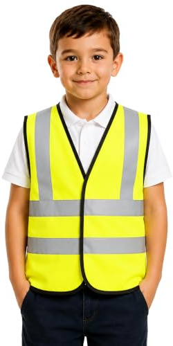 Kids Hi-Vis Safety Vest EN1150 Reflective Waistcoat Boys & Girls Age 4 -12 | Lightweight breathable fabric with adjustable fit keeps children comfy and clearly seen walking, cycling and on school trips