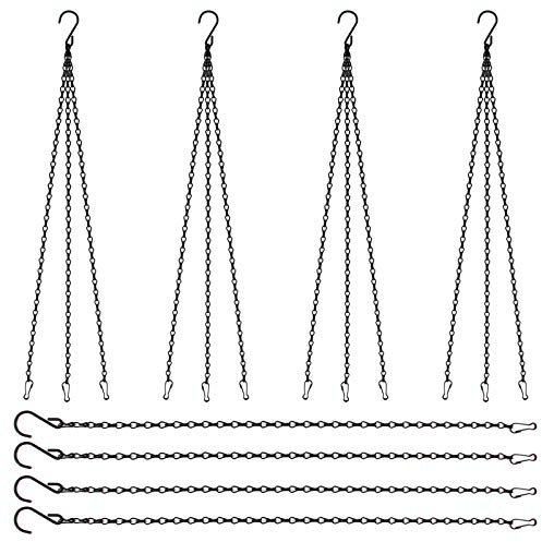 Dadabig 16 Stück Metall Ketten zum Aufhängen, Schwarz Blumenampel Ketten Hängende Korb Ketten mit Clips & S-Haken für Blumentöpfe, Vogelkäfig, Pflanzgefäßen, Laternen, Billboard und Ornaments