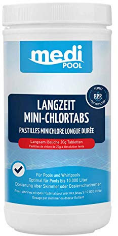 Medipool Langzeit MiniChlorTabs 1 kg, Tabs je 20g, Desinfektion mit Langzeiteffekt, wirkt auch gegen Trübungen & Algen