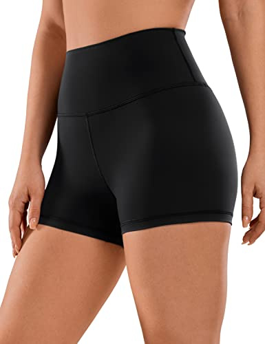 CRZ YOGA Women's Naked Feeling Biker Shorts - 3 Inches High Waisted Yoga Workout Running Spandex Black Medium