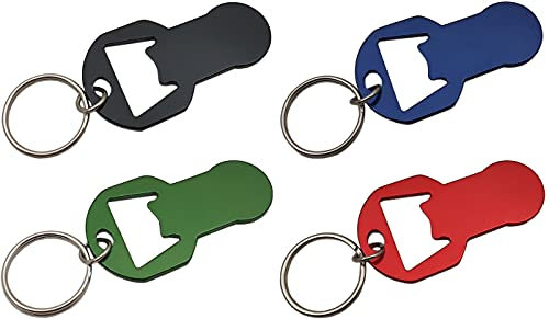 myledershop 1 Stück Abziehbarer Einkaufswagenlöser mit Flaschenöffner/Schlüsselanhänger mit Einkaufswagenchip/Einkaufchip mit Schlüsselring aus Aluminium in 4 verschiedenen Farben (Blau)