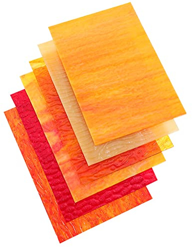 Glasmalereiblätter, groß, Kathedral-Glasmosaikfliesen zum Basteln, Buntglasprojekte und Mosaikkunst, 6 Stück