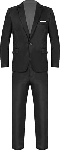 CHICTRY Men's Slim Fit 3 Pieces Suit Notch Lapel Button Down Wedding Formal Jacket Vest Pant Set 2PCs Black M