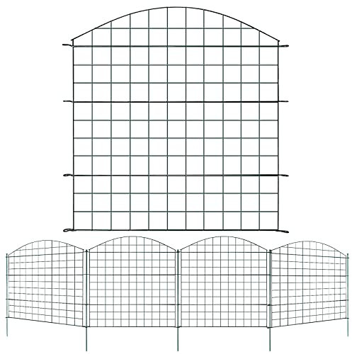 Lospitch Teichzaun Set mit Zaunelemente und Befestigungsstäben, Gartenzaun Zaun Teich, Gartenzaun Grün, Welpenauslauf, Freigehege(10x Oberbogen)
