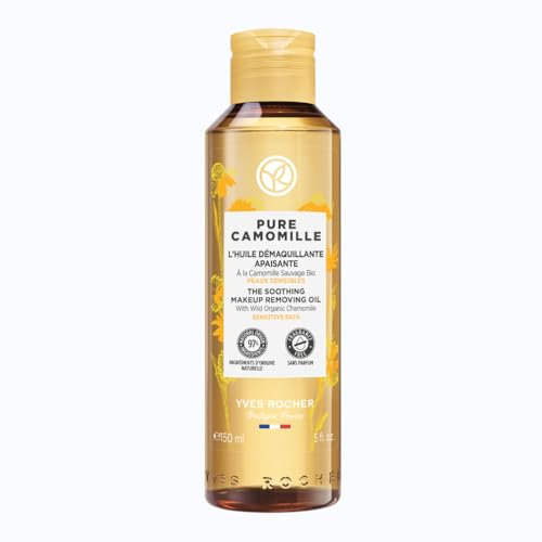 Yves Rocher Aceite Desmaquillante Facial Calmante PURE CAMOMILLE - Elimina Maquillaje Waterproof - Pieles Sensibles - Sin Perfume - 150ml