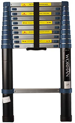 WORHAN® Teleskopleiter Pro Aluminium Aluleiter Leiter Ausziehleiter Belastbarkeit bis zu 150kg Entspricht EN 131 1K3.2C