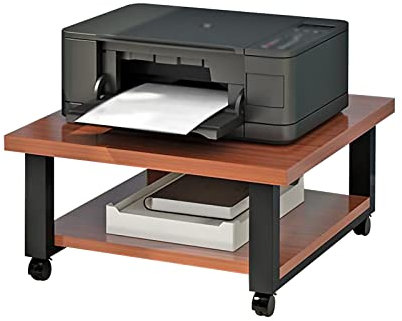 FUZHAOD Rollender Druckerwagen,Beweglicher Bodenstehender Multifunktionsdrucker Faxscanner Kopiererwagen,für Heimschlafzimmer Büro Schule(Size:50x40x28cm,Color:Teak)