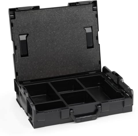 L-BOXX Sortimo L-Boxx 102 Werkzeugkoffer-Set • Blackline Schwarz mit Verschlüsse Anthrazit • bestückt mit L BOXX 102 Einlage Ordnungssystem Kleinteile-Einsatz 5-fach und Deckelpolster