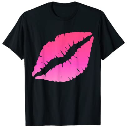 Hot Pink Lips Lippenstift Kiss 80er Jahre Kostüm Retro Band T-Shirt T-Shirt