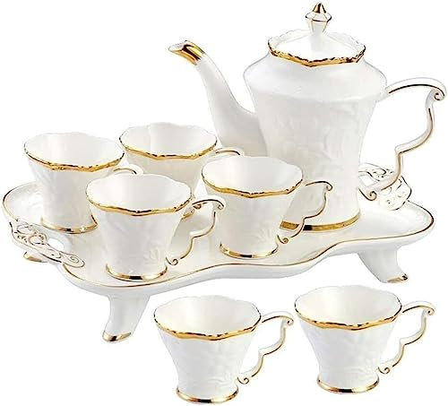 Service à thé tasses à thé ensemble de théière 8 pièces service à thé en céramique tasses et plateau à café garniture dorée style européen après-midi thé verres service à café service à thé à café ens