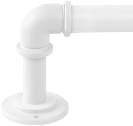 OLV Bastoni per tende industriali bianchi per finestre da 183 a 366 cm, diametro 2,5 cm, oscuranti, regolabili, resistenti, per tende per finestre per interni ed esterni