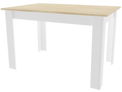 Home Collective Esszimmertisch Küchentisch, Platte aus Sonoma-Eiche, Holztisch Esstisch, 120 x 80 x 75 cm, 18 mm Dicke, Küche Wohnzimmer Sonoma-Eiche und weiß
