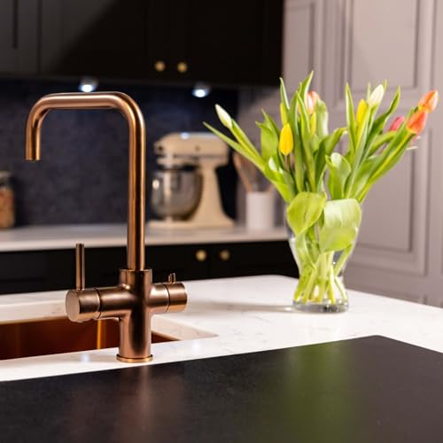 Flode TRE Kitchen Boiling Hot Water Tap - 3-in-1 Instant Hot Boiling Water Tap Kit with Boiler and Filter - Boiling Hot Water Tap (Rose Gold)