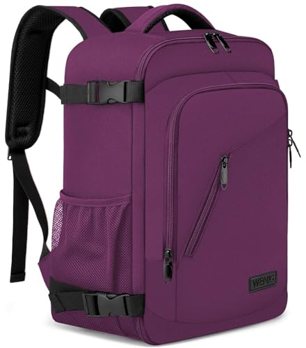 Sac à Dos Voyage Cabine Avion 40x20x25 pour Ryanair 20L Bagage à Main Bagage Sous Siège Cabine Valise Cabine Sac à Dos Ordinateur Portable 14 Pouces Homme Imperméable avec USB Charging Port,Violet