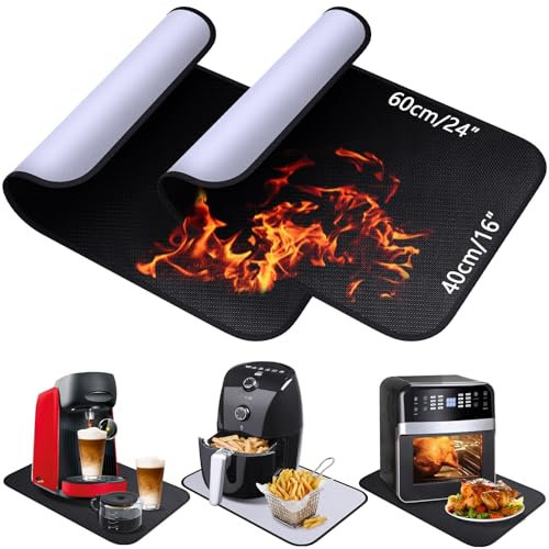 2 tappetini ignifugi, 40 x 60 cm desktop di silicone in fibra di vetro; tappetini da frittura ad aria; forni a microonde per macchine da caffè; impermeabilità antiscivolo di 40 x 60 cm