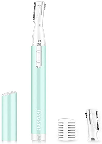 Funstant Eyebrow Trimmer for Women, Precision Facial Hair Trimmer for Chin, Lips, Neck, Upper Lip & Cheeks, Battery Operated Dual-Blade Groomer with Comb Attachment, Painless Portable Electric Shaper