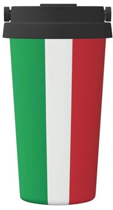 WXZYFP Tasse à café froid portable drapeau italien, acier inoxydable 304, facile à transporter, ouverture en une seule touche du couvercle de la tasse, pratique pour boire