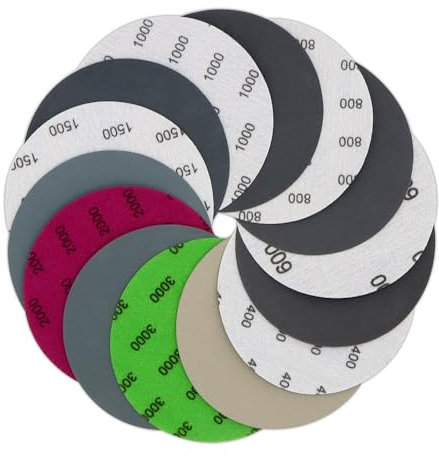 Lot de 70 disques abrasifs 5 Pouces, Papier abrasif Auto-agrippant, 125 mm, Grain 400 à 3000, pour Finition et Polissage Automobile, 125 mm, 70 pièces