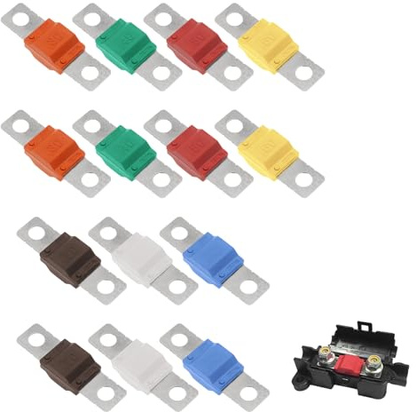 Midi Fuse 14pcs Fuses Compatible with Midi Fuse Holder 30/40/50/60/70/80/100amp 32v High Current Fus for Car Marine Truck Marine Electric Hybrid Vehicle Motor