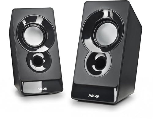 NGS SB210 - Altavoz Estéreo 12W para PC, Alimentación USB, Entrada Jack 3,5 mm, Sonido Nítido y Envolvente, Control de Volumen, Diseño Compacto, Plug & Play, Compatible con Ordenadores y Portátiles