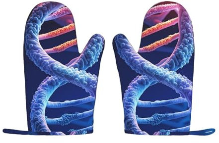 Lot de 2 gants de cuisine en silicone, résistants à la chaleur, antidérapants, doublure en coton doux, gants de cuisson DNA Genetic Helix, gants de barbecue pour la cuisine, la pâtisserie, le grill