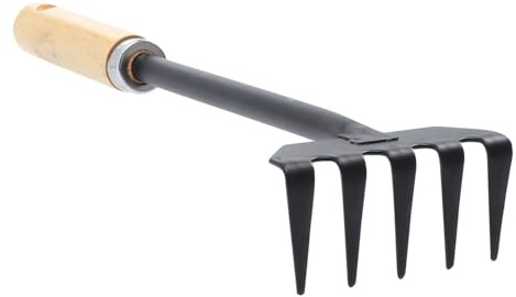 Gogogmee Mini Râteau de Jardin Outil à Main pour Desserrer Sol Dents Robustes avec Manche Râteau Gazon pour Petites Surfaces et Désherbage