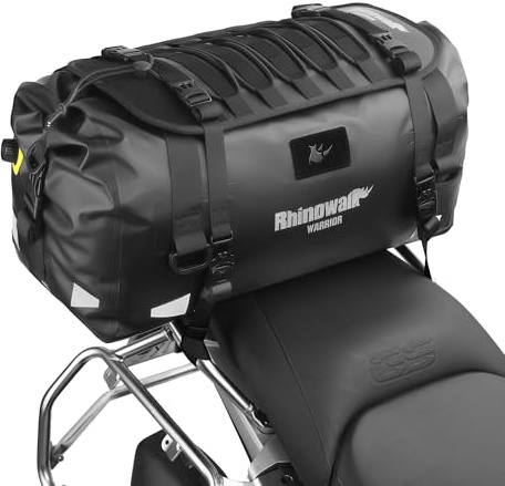 Rhinowalk Motorcycle Saddle Bag 40L – Waterproof Rear Seat Pack with Expansion Panel, MOLLE Gear Mount & Backpack Carry